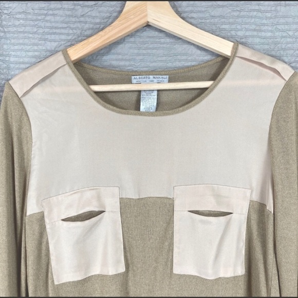 🔥 3/$15 🔥 Alberto Makali 3/4 Sleeves Semi-Sheer Blouse Size Medium - Picture 2 of 5